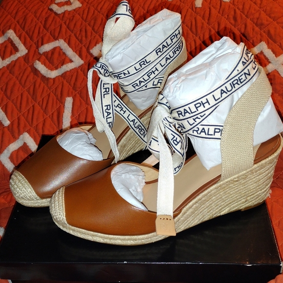 Ralph Lauren Leather Espadrille Wedges - Picture 5 of 11